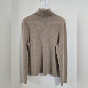TAHARI Pure CASHMERE Turtleneck Sweater, Mushroom Grey Brown Tan, Size XL